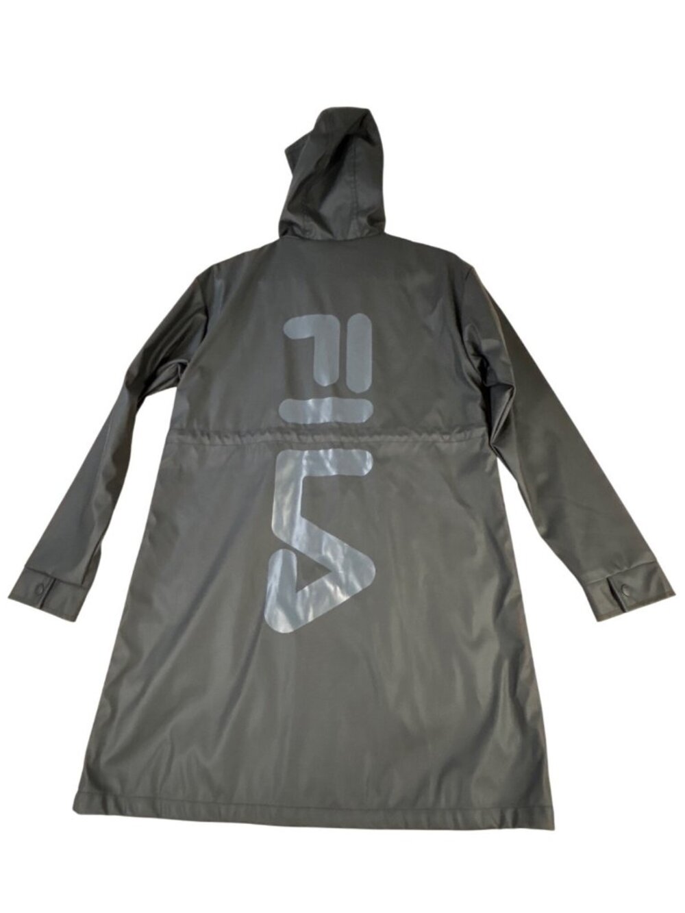 Fila Black Hooded Raincoat Women's XS Zipper Snaps Water-Resistant Lightweight